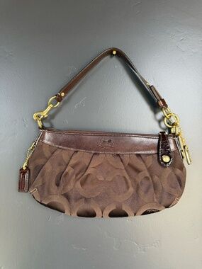 Like New Coach Madison Op Art Small Hobo 12950 Brown Jacquard Leather Y2K EUC